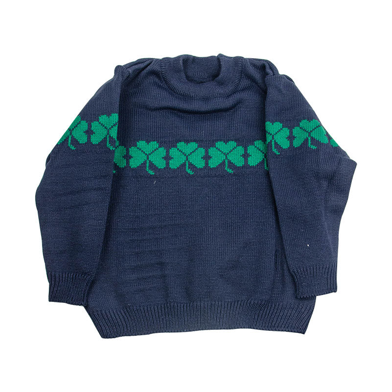 Crew Sweater With Shamrocks Navy