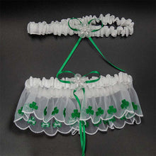 Load image into Gallery viewer, Shamrock Garter Set In Green