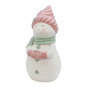 Irish Snowman In Pink Resin Figurine