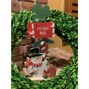 Irish Snowman Christmas Mail Wood Light Up Decor