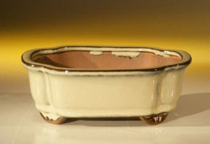 Beige Ceramic Bonsai Pot - Rectangle -6.125 x 5.0 x 2.125