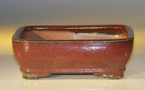 Parisian Red Ceramic Bonsai Pot - Rectangle-7.0 x 5.5 x 2.375