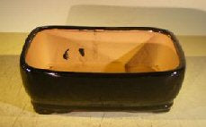 Black Ceramic Bonsai Pot - Rectangle-8.0 x 6.25 x 2.5