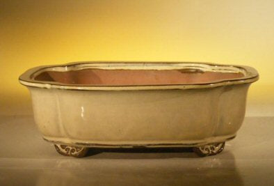 Beige Ceramic Bonsai Pot - Rectangle -10 x 8 x 3.125