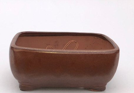 Aztec Orange Ceramic Bonsai Pot- Rectangle-Professional Series-10.5 x 8 x 4.5