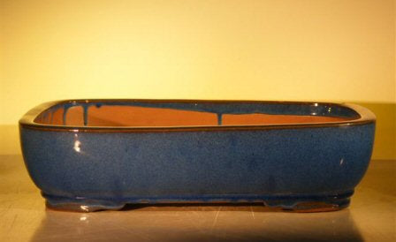 Blue Ceramic Bonsai Pot - Rectangle-16.0 x 12.5 x 4.0