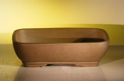 Tan Unglazed Ceramic Bonsai Pot - Rectangle-14.125 x 11.0 x 4.0