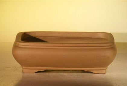 Tan Unglazed Ceramic Bonsai Pot - Rectangle-8 x 6 x 3