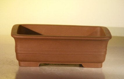 Tan Unglazed Ceramic Bonsai Pot - Rectangle-8.25 x 6 x 2.5