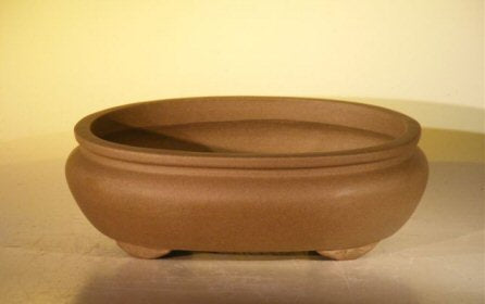 Tan Unglazed Ceramic Bonsai Pot - Oval-6.5 x 4.5 x 2.125