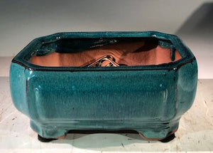 Blue / Green Ceramic Bonsai Pot - Rectangle -Professional Series -6 x 4 x 2