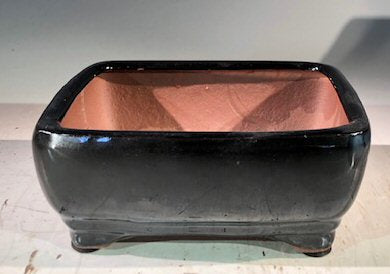 Black Ceramic Bonsai Pot - Rectangle -Professional Series -6 x 4 x 2