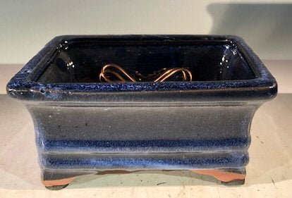 Marble Blue Ceramic Bonsai Pot - Rectangle -Professional Series -6 x 4 x 2