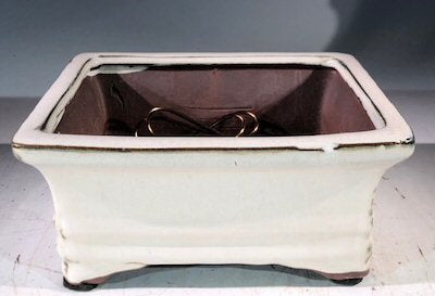 Beige Ceramic Bonsai Pot - Rectangle -Professional Series -6 x 4 x 2