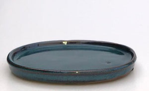 Blue Ceramic Humidity / Drip Tray - Oval-6.5 x 5.0 x .5OD-6.0 x 4.0 x .25ID