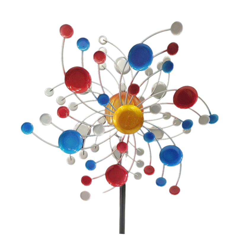 Patriotic Spinning Spheres Solar Garden Stake