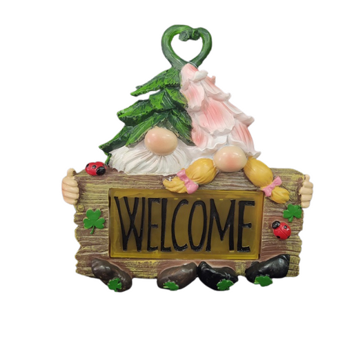 Irish Gnomes In Love Solar Welcome Sign