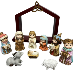 Nativity Set With Manger Frame