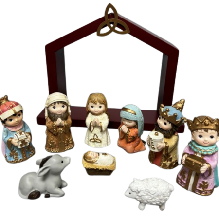 Nativity Set With Manger Frame