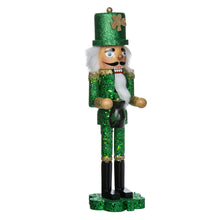 Load image into Gallery viewer, Wooden Nutcracker On A Shamrock Base