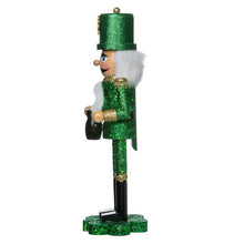 Load image into Gallery viewer, Wooden Nutcracker On A Shamrock Base