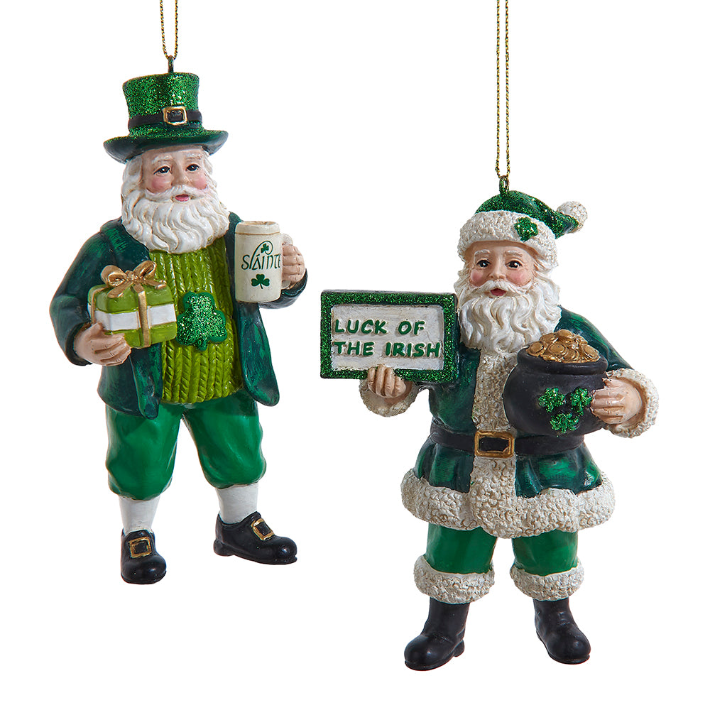 Irish Santa Ornaments Set Of 2