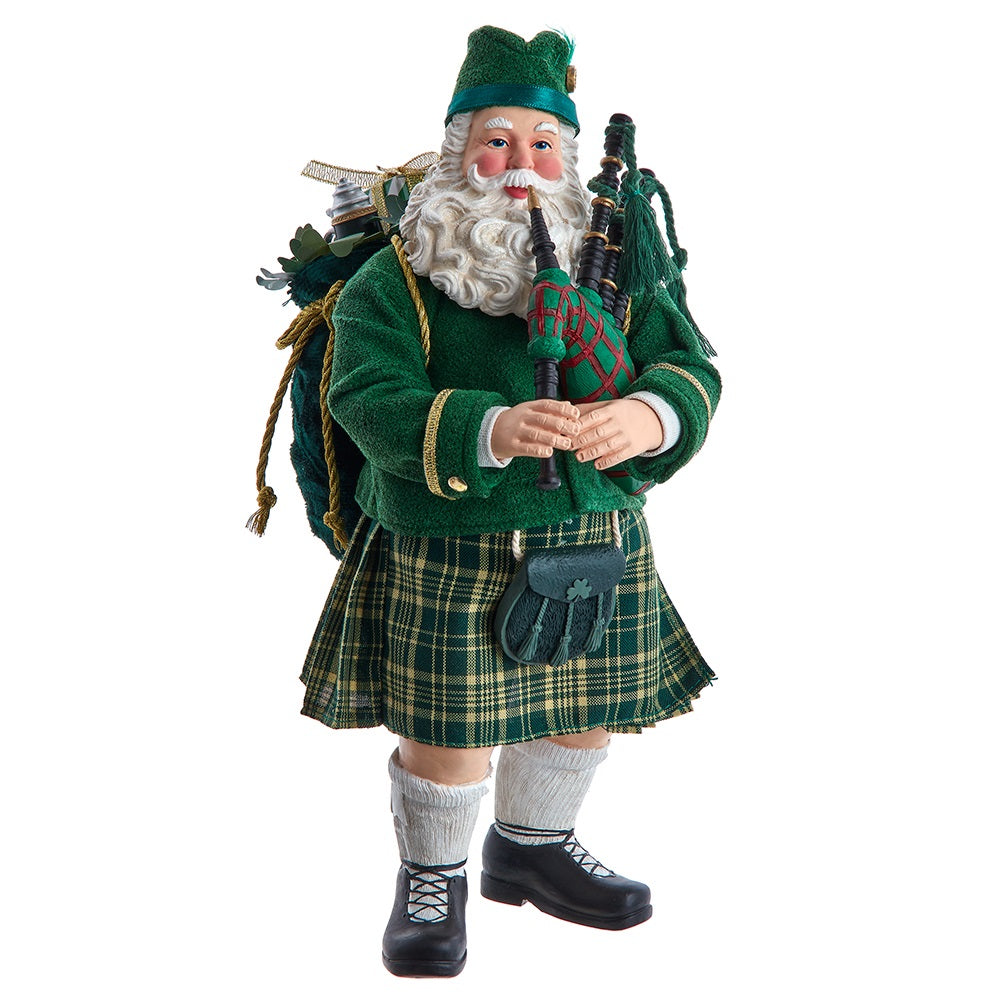 Musical Irish Bagpiper Santa