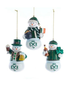 Irish Snowman Ornament - 3 Piece Set