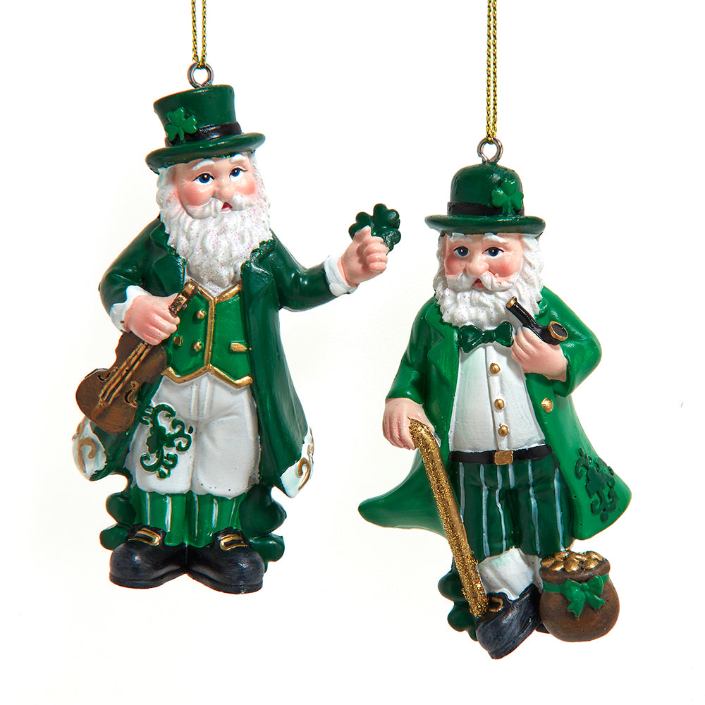 Santa 2 Pc Ornament Set Violin And Pipe