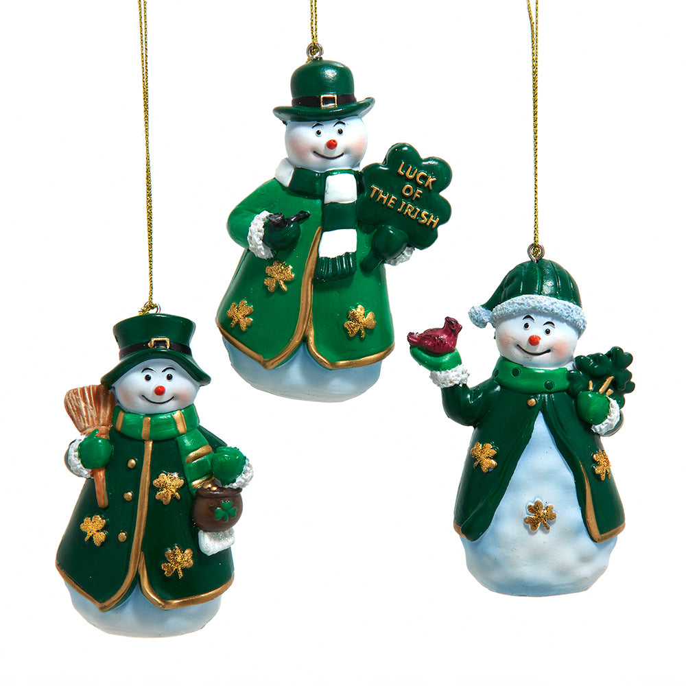 Irish Snowmen Set Of Three Ornaments