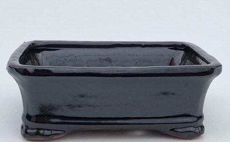 Black Ceramic Bonsai Pot - Rectangle-10.25 x 8 x 3.5