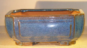 Blue Ceramic Bonsai Pot - Rectangle- Professional Series- 10 x 8 x 4