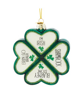 Glass Shamrock With Sayings Ornament