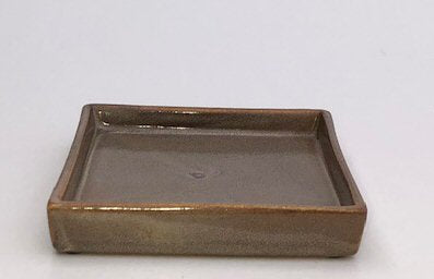 Tan Ceramic Humidity / Drip Tray - Square -5.25 x 5.25 x .75 OD-4.5 x 4.5 x .5 ID